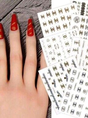 Thirty Sheets Of 3D Metallic Nail Art Logo Decals